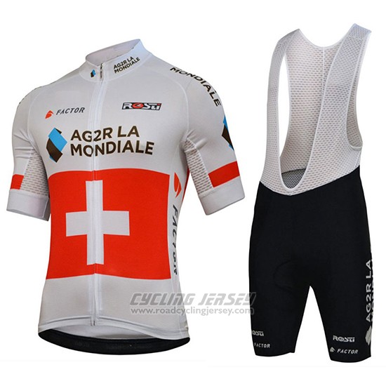 2018 Cycling Jersey Ag2r La Mondiale Champion Switzerland Short Sleeve and Bib Short